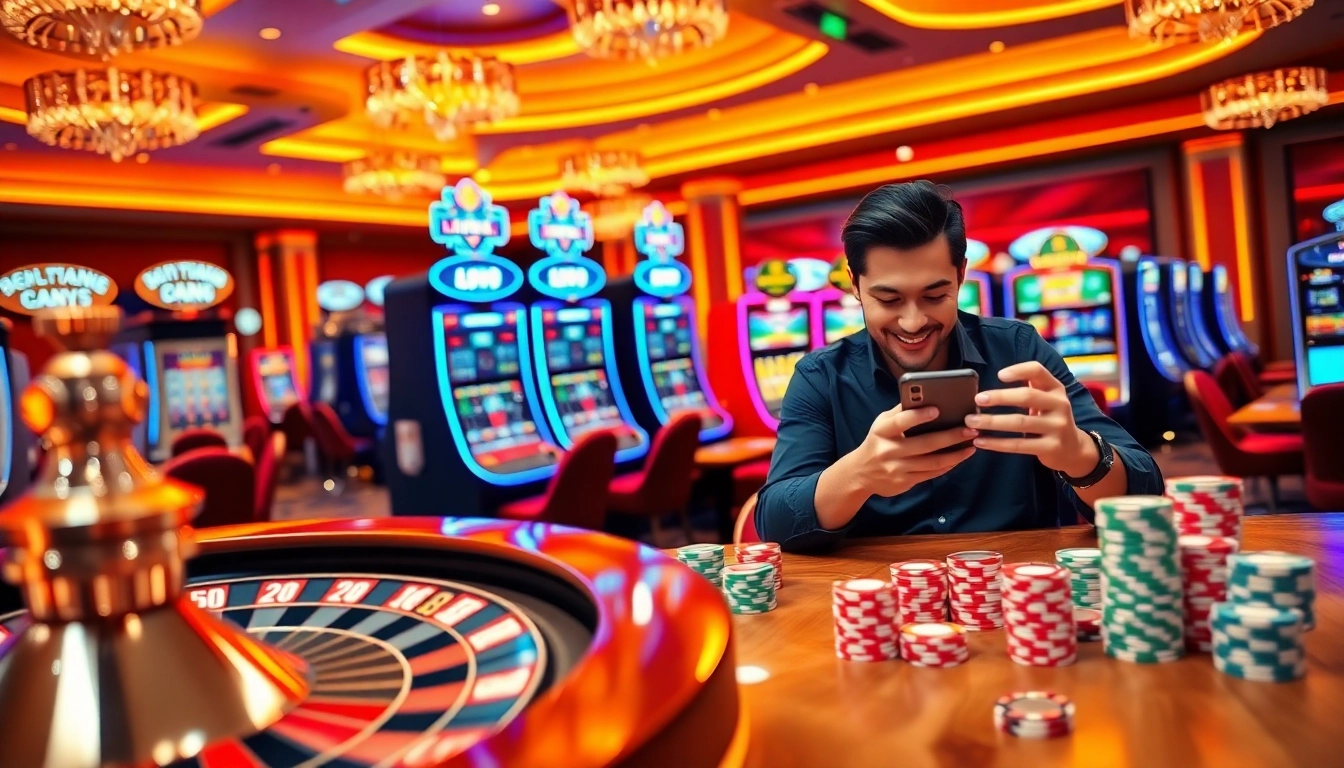 Experience the thrill of winning with App LUCKY88 in a vibrant casino setting.